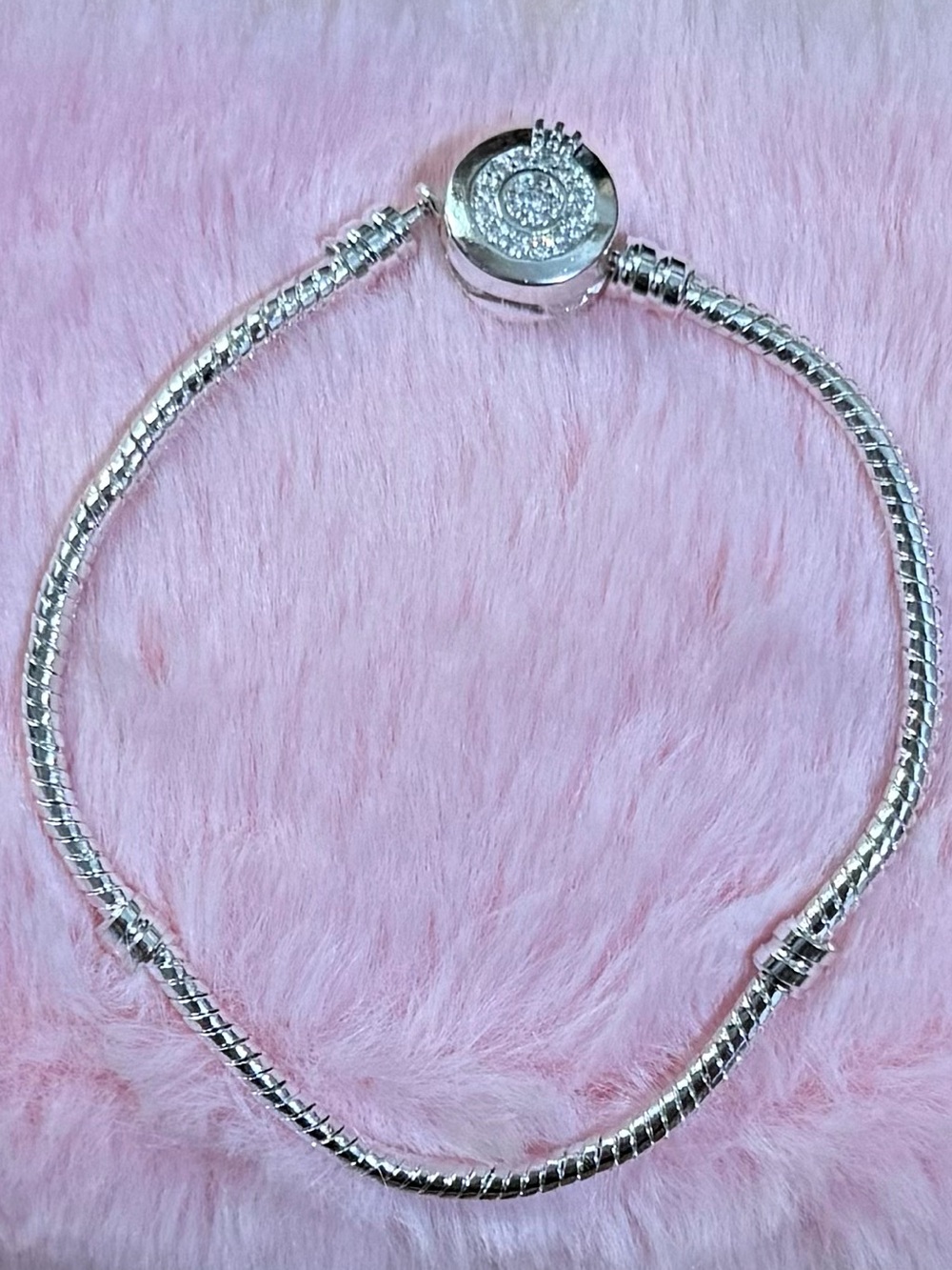 Silver Plated Moments Sparkling Crown O Snake Chain Bracelet 18CM/ 7 inch